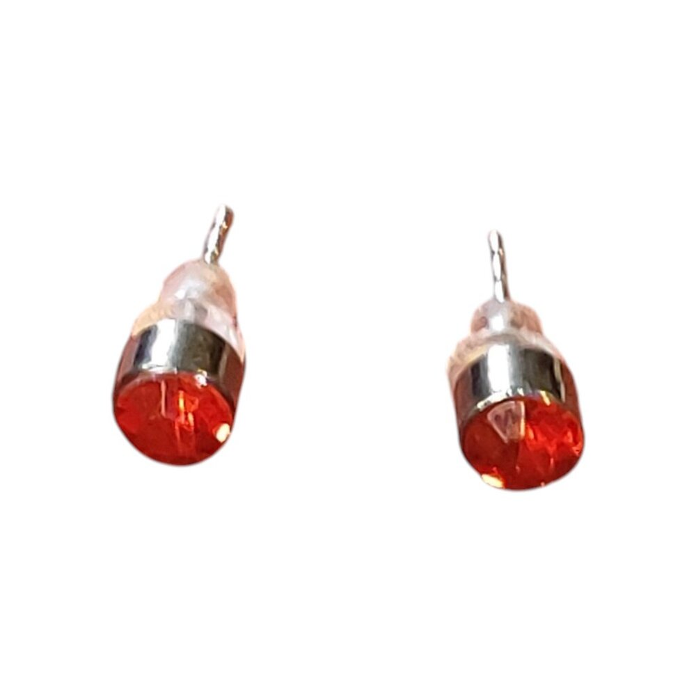 Red Rhinestone and Silver-Tone Stud Earrings New without Tags NWOT